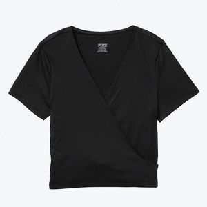 L NWT VS PINK Black Ultimate Wrap Top